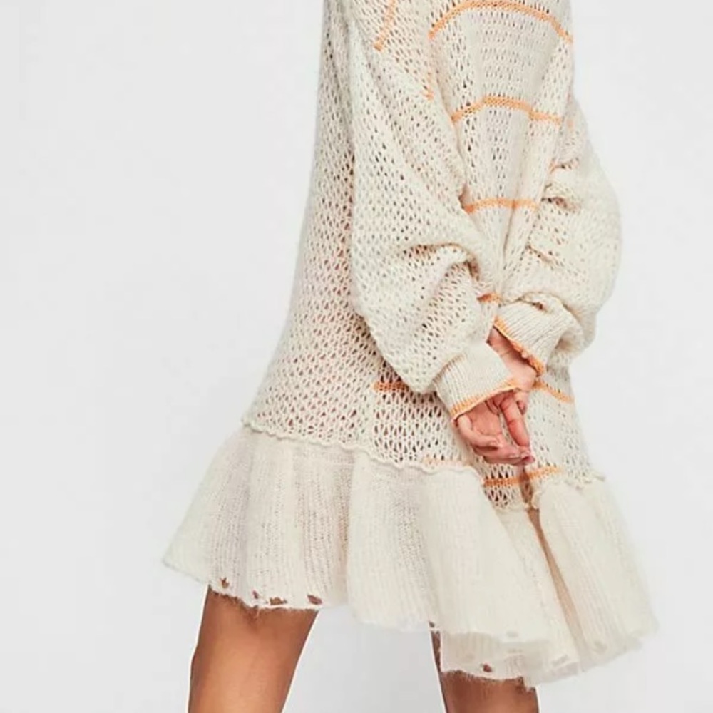 FREE PEOPLE float on peplum crochet dress Sz SM